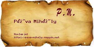 Páva Mihály névjegykártya
